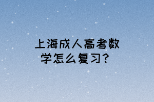 上海成人高考數學怎么復習