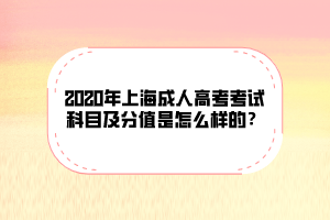2020年上海成人高考考試科目及分值是怎么樣的?