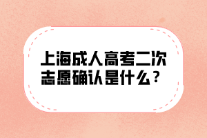 上海成人高考二次志愿確認是什么？
