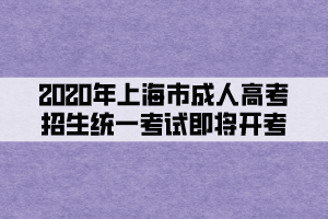 2020年上海市成人高考招生統一考試即將開考
