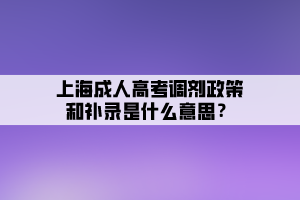 上海成人高考調(diào)劑政策和補(bǔ)錄是什么意思?