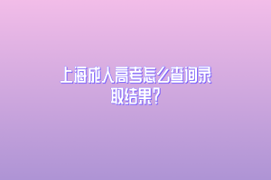 上海成人高考怎么查詢錄取結果？