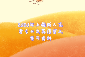 2020年上海成人高考專升本英語重點復習資料