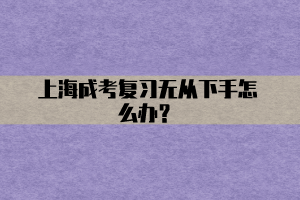 上海成考復習無從下手怎么辦？