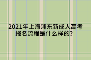 2021年上海浦東新成人高考報(bào)名流程是什么樣的？