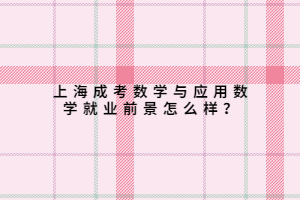 上海成考數(shù)學(xué)與應(yīng)用數(shù)學(xué)就業(yè)前景怎么樣？