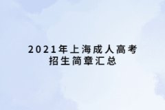 2021年上海成人高考招生簡章匯總