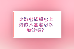 少數(shù)名族報名上海成人高考可以加分嗎？