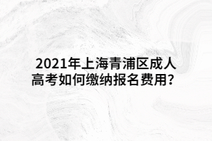 2021年上海青浦區(qū)成人高考如何繳納報名費用？